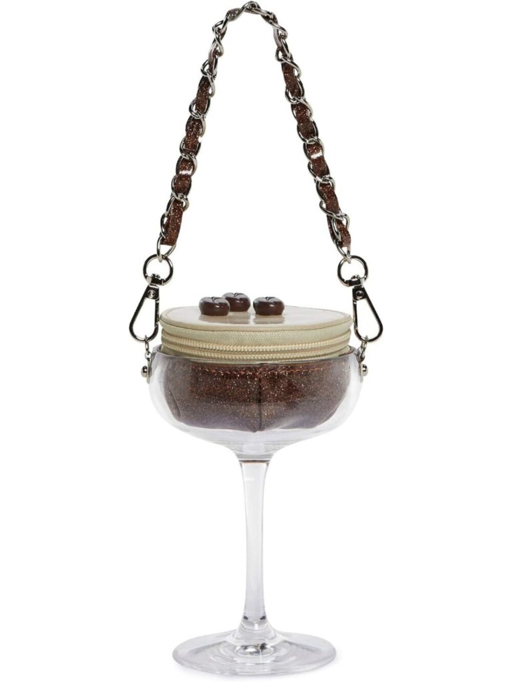 Cocktail-Shaped Novelty Handbag - Espresso Martini Design with Wrist Strap & Zip
